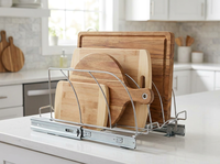 Étagère à planches à découper moderne en acier inoxydable à 3 niveaux avec glissières métalliques multifonction pour le rangement des assiettes et des couvercles de casseroles
