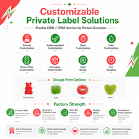 Gummies de protéines de lactosérum 11g à marque privée OEM pour une collation saine, soutien immunitaire, riches en nutriments essentiels pour hommes