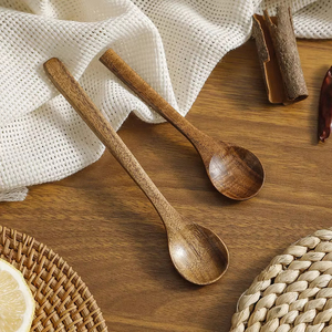 Cuillère en bois de teck <span class=keywords><strong>naturel</strong></span> certifiée FDA LFGB FSC, écologique, résistante à la chaleur, <span class=keywords><strong>anti</strong></span>-moisissure, logo personnalisé pour la maison, l'hôtel, la cuisine - Product Image 3