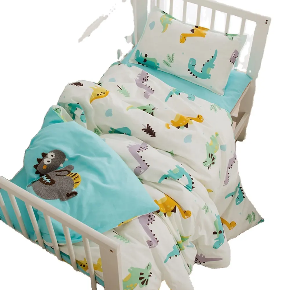 Baby bed organizer katoen 3 stuks beddengoed set inclusief dekbedovertrek pad cover kussensloop cartoon gedrukt baby wieg beddengoed set