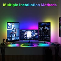 Lot de 2 lumières d'ambiance de jeu RGBIC intelligentes sous le moniteur barre lumineuse pour écran d'ordinateur TV rétro-éclairage d'ambiance pour la décoration de bureau