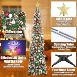 Árbol de <span class=keywords><strong>Navidad</strong></span> Plegable Preiluminado <span class=keywords><strong>con</strong></span> <span class=keywords><strong>Luces</strong></span> <span class=keywords><strong>LED</strong></span> de Bajo Consumo para Decoración de Interiores, Fiestas y Festividades - Product Image 3