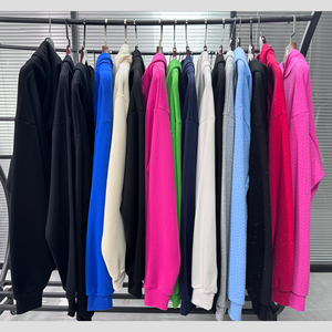 Sudaderas con capucha extragrandes de alta calidad VVS para hombre, estilo urbano, con estampado 3D en relieve, patrón geométrico de red, pedrería, en stock, proveedor ODM - Product Image 3