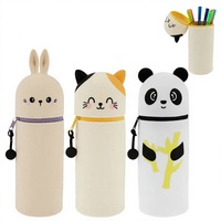 Trousse à crayons souple 2-en-1 en plastique, rétractable, motif dessin animé, avec fermeture éclair, grand espace, facile d'accès, pour l'école et le bureau, pour étudiants
