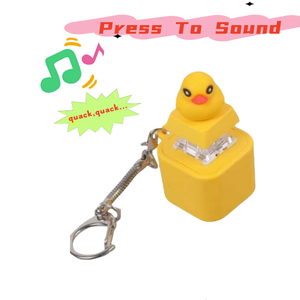YIMAI Cartoon Duckling Quack Fidget Keycap Regulator 3D Keyboard Button Sound Toy with ABS Keychain for Decorative Advertising
