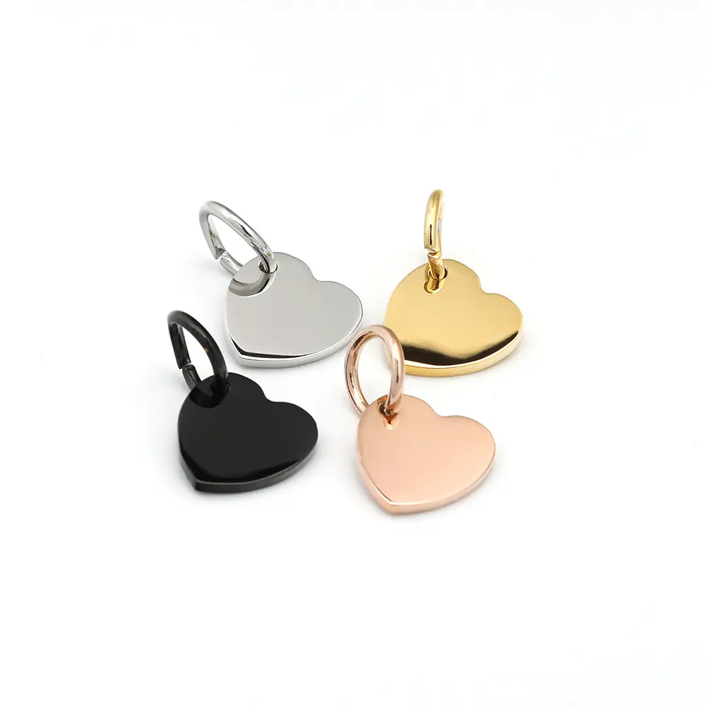 High Quality Mirror Polished Stainless Steel Heart Shaped Charms With Jump Ring For Bracelet Jewelry Making