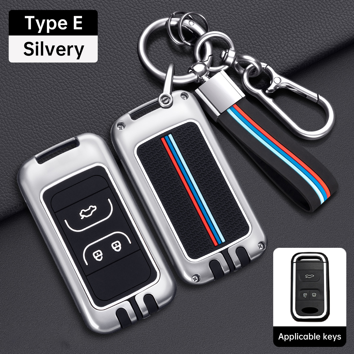 Type E-argenté + boucle de corde en silicone