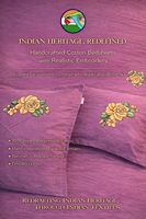 Set Sprei dan Sarung Bantal Katun 100% Buatan Tangan Warna Pink – Bordir Bunga Daisy yang Halus, Serat Bernapas, Perlengkapan Tempat Tidur Artisan