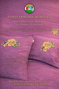 Juego de sábanas y fundas de almohada 100% algodón rosa, hechas a mano – Delicado bordado de margaritas, ropa de cama artesanal de fibra transpirable - Product Image 6