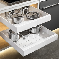 Organisateur coulissant pour armoire, tiroir coulissant en métal blanc, rangement de cuisine, organisateur de cuisine pour placard, garde-manger, vaisselle, casseroles et poêles