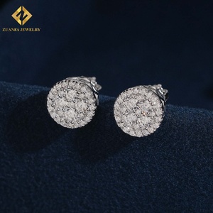 Iced Out Round Halo Honey Comb 925 Sterling <b>Silver</b> Lab Grown Diamond Luxury <b>Wedding</b> Jewelry for Women - Product Image 1