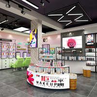 Présentoir publicitaire gondole lumineux LED double face personnalisable de luxe pour magasin de cosmétiques – Aménagement de boutique haut de gamme