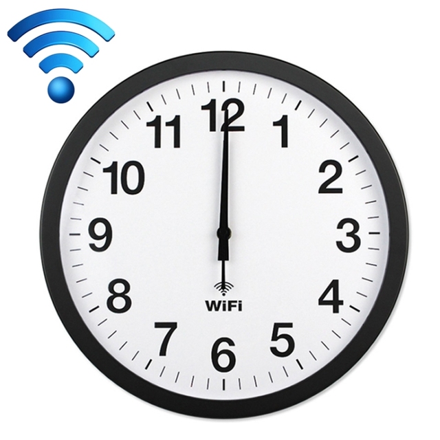 Modern Minimalist 12-Inch Wall Clock LED Smart Network Automatic Time Synchronization Quiet for Living Room Wifi Connectivity