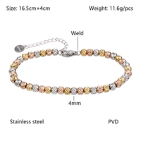 Bracelet en acier inoxydable PVD or, perles texturées, chaîne extensible, étanche, bijoux tendance pour femmes, vente en gros sur mesure