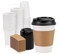 Tasses à café jetables personnalisées de 8oz 12oz 16oz avec couvercles et manchons en papier épais tasses blanches pour boisson froide/chaude boisson au cacao