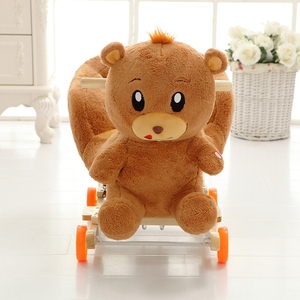 Bébé enfants jouet en peluche ours <span class=keywords><strong>Animal</strong></span> Rocker Rider enfant en bas âge siège bois chaise berçante avec roue sonore pour cadeau de fête des enfants - Product Image 5