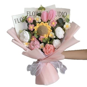 Bouquet di Girasoli in Filato Lavorato a Maglia, Grande Formato, <span class=keywords><strong>Regalo</strong></span> Creativo per <span class=keywords><strong>Compleanno</strong></span> della <span class=keywords><strong>Fidanzata</strong></span> o San Valentino - Product Image 5