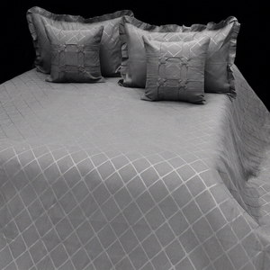 Juego de tela de satén acolchado gris para ropa de cama con borde con volantes, funda de almohada decorativa, 55/56 pulgadas de ancho, algodón transpirable 60S60S - Product Image 1