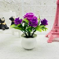 Petite plante artificielle en mousse à carreaux roses, décoration de pot de fleurs d'intérieur, article de décoration de bureau