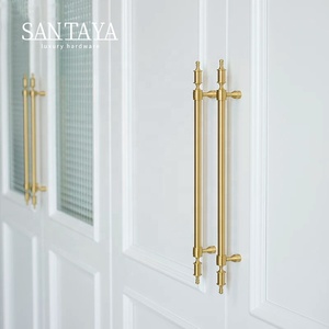 Gagang Kabinet Dapur Santaya Solid Brushed Brass, Kenop Laci Lemari Kamar Tidur, Gagang Furnitur - Product Image 4