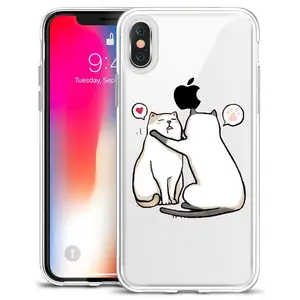 प्यारा बिल्ली और कुत्ते के लिए मोबाइल फोन के मामले में iPhone 12 मिनी 11 XR 6 7 8 प्लस एसई पारदर्शी TPU पेंटिंग DIY कस्टम मोबाइल फोन बैग