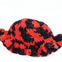 FF4924 Gorros Cloche de punto hechos a mano para mujer Gorro flexible con visera de volantes cálidos Gorro de punto Gorro grueso de ganchillo