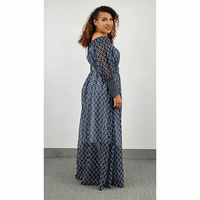 Robe longue à manches longues et col en V pour femmes grandes tailles, imprimé tendance africain, robes décontractées pour femmes