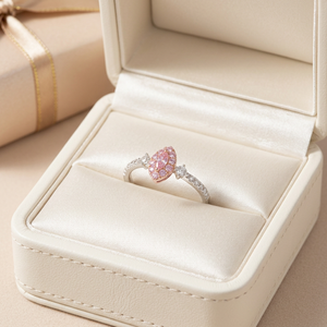 Anillo de Compromiso con Diamantes Rosados Brillantes, Delicados y Finos, Joyería de Oro Blanco y Rosa Sólido de 18K, Anillo con Diamantes Naturales Reales - Product Image 6