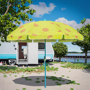 Outdoor Commercial Use Advertising Parasol Beach Umbrella 2.4M PVC Iron Foldable Waterproof >3000mm Sun Shade Customized Color