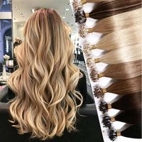 Extensions de cheveux russes à double trame avec anneaux nano, 100% cheveux vierges Remy pré-collés, fournisseur en gros