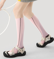 Chaussettes de compression unisexe à ligne contrastante latérale, en maille ajourée respirante, hauteur genou, protection professionnelle douce, imprimé Renaissance
