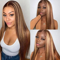 Perruque Lace Front 13x6 13x4 en Cheveux Humains 100% Sans Colle, Perruque Ombrée Bouclée Kinky avec Mèches et Cuticules Alignées, Vente en Gros