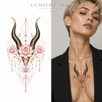Autocollant de tatouage temporaire en papier radiant HF, transfert à l'eau, blanc, écologique, motif bijoux Celestial Sway, imperméable, romantique
