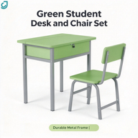 Ensemble de bureau et chaise ergonomiques modernes avec structure en acier et plateau en HDF pour salle de classe