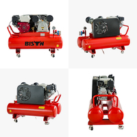 Compresseur d'air à moteur lubrifié portable à essence BISON (CHINE) 100L 5.5HP 535L/min 10Bar pour chantier de construction
