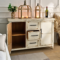 Meuble de rangement INNOVA Home Farmhouse, style rustique blanc, avec tiroirs, en bois massif, pour salle à manger, salon, bar à domicile