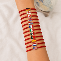 Lot de Bracelets Drapeaux Nationaux Faits Main, Réglables en Corde, Cadeau Souvenir, Bijoux en Gros