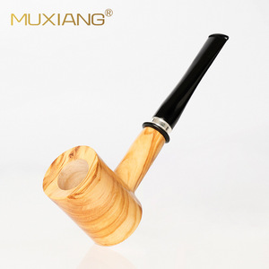 Muxiang Handcrafted Olive Wood Smoking Pipe Bent Type Tobacco Pipe For Men Personal Gift - Product Image 2