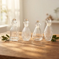 Bouteille diffuseur à roseaux en verre transparent gaufré 100ml 150ml, vide, style vintage, avec bouchon boule en verre pour parfum d'ambiance