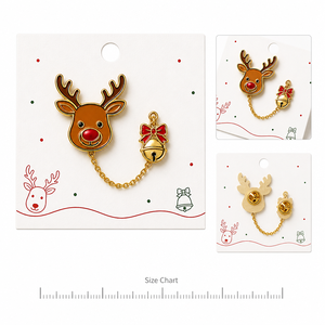 Pin de esmalte suave de reno navideño con colgante de cascabel y cadena dorada, joyería de invierno festiva, broches, insignias, venta al por mayor, personalizado de fábrica - Product Image 2