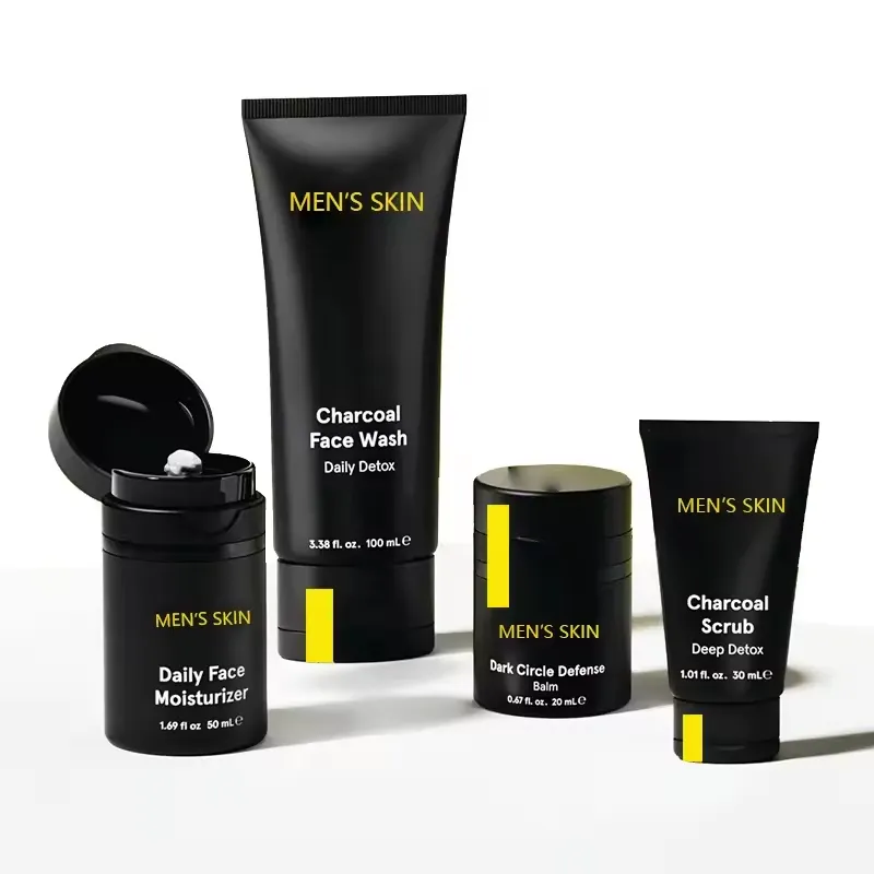 Kit per la cura della pelle da uomo 4 in 1 per prodotti per il viso controllo dell'olio idratante ringiovanente detergente Private Label Set per la cura della pelle da uomo