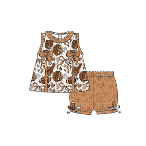 Ensemble 2 pièces pour filles en soie de lait imprimé léopard, haut sans manches à volants, short noir, vêtements d'été pour enfants, OEM - Product Image 2
