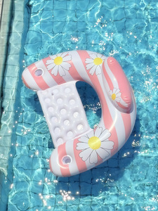 Cama Flotante <span class=keywords><strong>para</strong></span> Piscina, Diseño Vintage con Forma de Margarita, <span class=keywords><strong>Colchoneta</strong></span> <span class=keywords><strong>Inflable</strong></span> Reclinable en Forma de U - Product Image 4