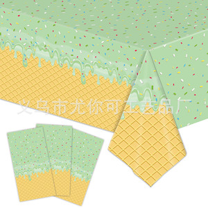 Summer Ice Cream Theme Disposable <b>Tablecloth</b> 274x137cm For Kids Birthday Party Decorations - Product Image 4