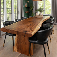 Table en bois massif à bord naturel, design moderne, prix d'usine, pour cuisine, bureau à domicile, restaurant, salle à manger