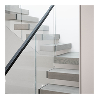 Escalier Flottant Moderne en Acier et Bois, Marches Personnalisables, Garde-Corps en Verre, Sûr, Durable, Écologique, pour Appartement Intérieur