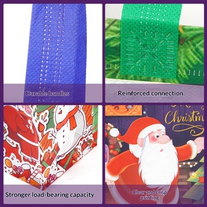 Nouveau Grand Sac Fourre-Tout en Tissu Non-Tissé Imprimé Laminé Joyeux Noël Emballage Cadeau pour la Réveillon de Noël Personnalisable Vente en Gros - Product Image 2