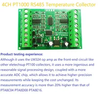 PTDNC04 Collecteur Modbus PT100 4CH -40~500C PT1000 RTD RS485 Transmetteur ADC Capteur de Température AI Analogique E/S à Distance