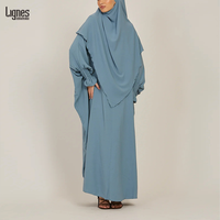 Ensemble Deux Pièces Khimar Personnalisé, Vêtement Musulman Islamique pour Ramadan, Khimar Abaya Tendance Couleur Unie