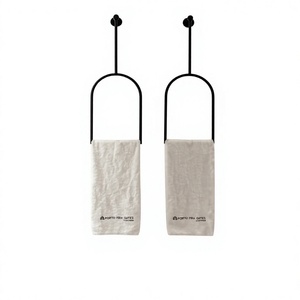 Porte-serviettes mural minimaliste en métal noir en acier inoxydable, à un seul niveau, accessoire de salle de bain, lot de 2 - Product Image 1